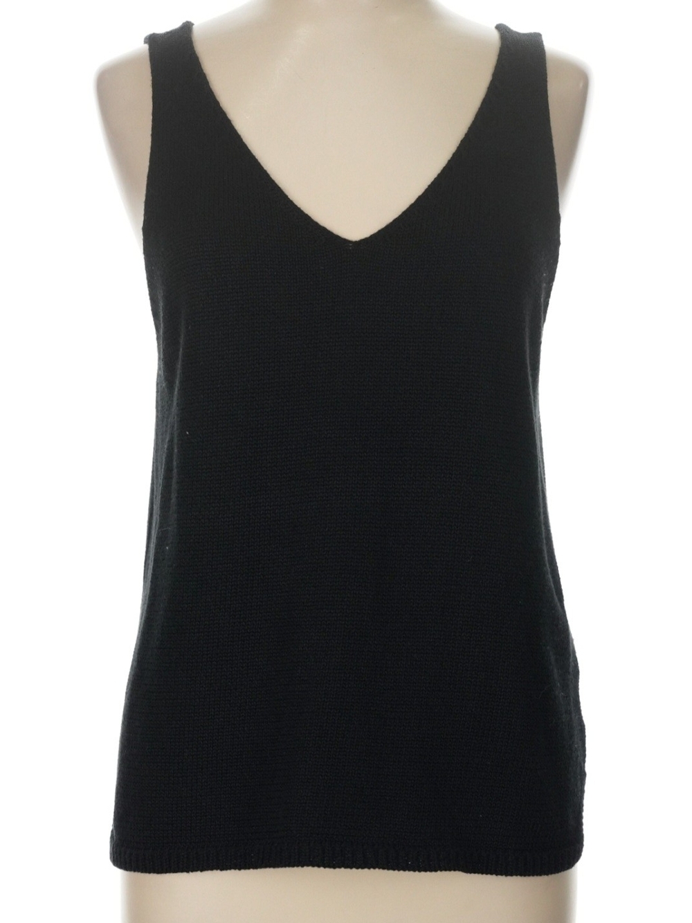 MB Black V-Neck Knit Tank Top - Women - Size Larg3